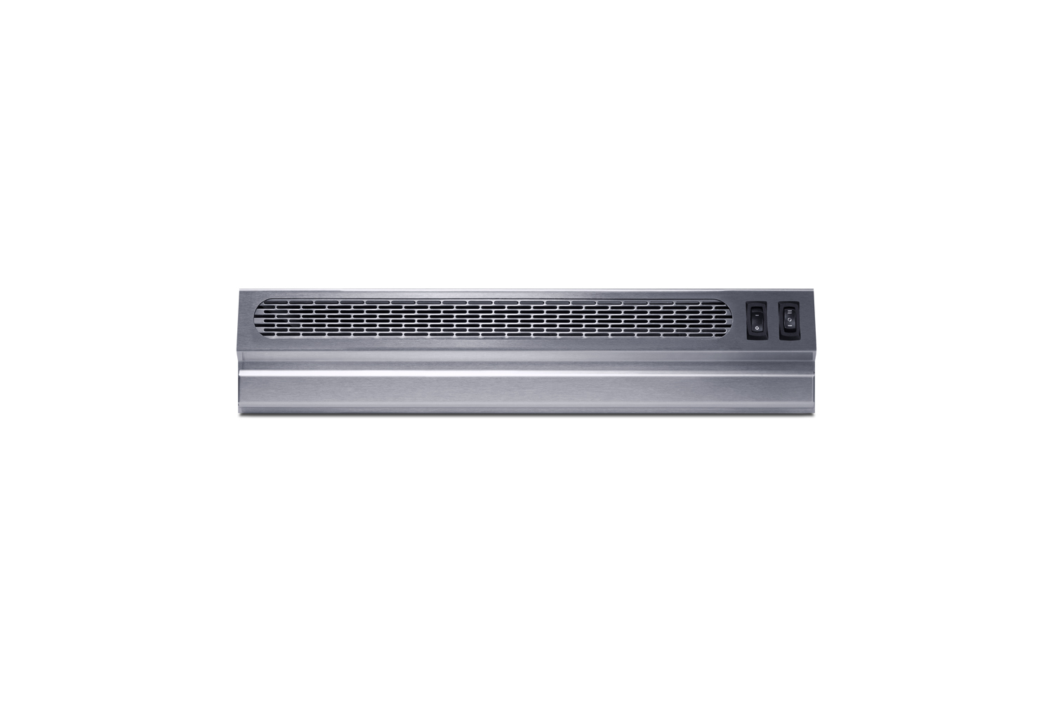 18 inch wide ADA compliant under cabinet retractable range hood for ductless use in stainless steel, made in the USA with separate wall switch for ADA applications